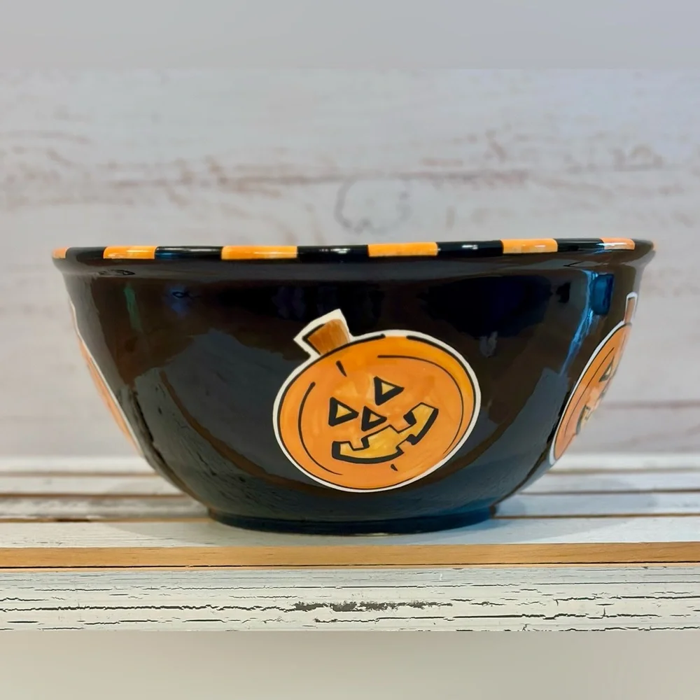 Mary Engelbreit Vintage 10” Jack O’ Lantern Ceramic Halloween Candy Bowl